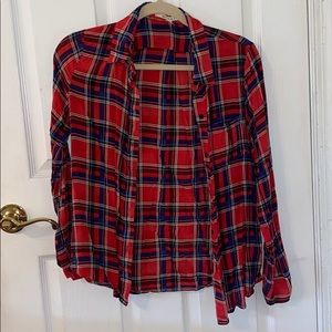 Red and Blue Flannel Pattern Shirt